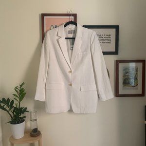 Everlane Cotton Linen Blazer Bone  8